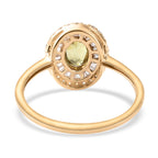 9K Yellow Gold  Demantoid Garnet and Diamond Cluster Ring 1.12 Ct.
