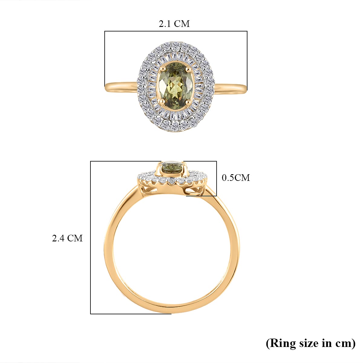 1.12 Ct. Demantoid Garnet and Diamond Cluster Ring in  9K Yellow Gold 8716193 6