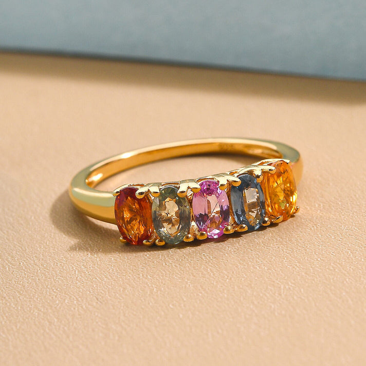 1.25 Ct. Rainbow Sapphire Ring in 18K Vermeil Gold Plated Sterling Silver 3823421 2