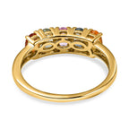 D'Joy Rainbow Sapphire Ring in 18K Vermeil Yellow Gold Plated Sterling Silver 1.46 Ct.