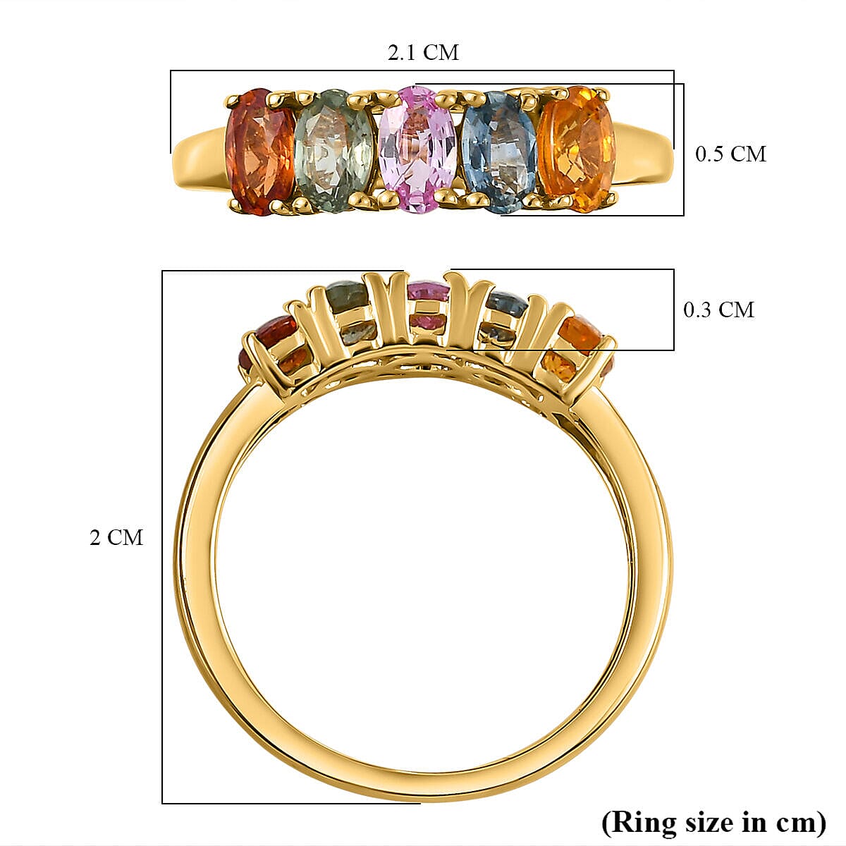 1.25 Ct. Rainbow Sapphire Ring in 18K Vermeil Gold Plated Sterling Silver 3823421 11