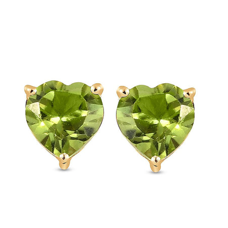 Hebei Peridot Solitaire Heart Stud Earrings in 18K Vermeil Yellow Gold Plated Sterling Silver 3815617 1