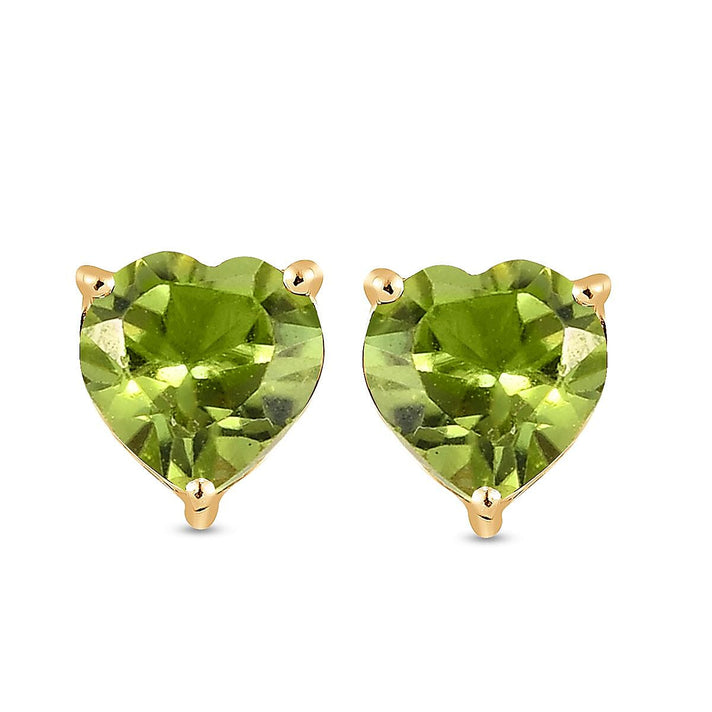 Hebei Peridot Solitaire Heart Stud Earrings in 18K Vermeil Yellow Gold Plated Sterling Silver 3815617 1