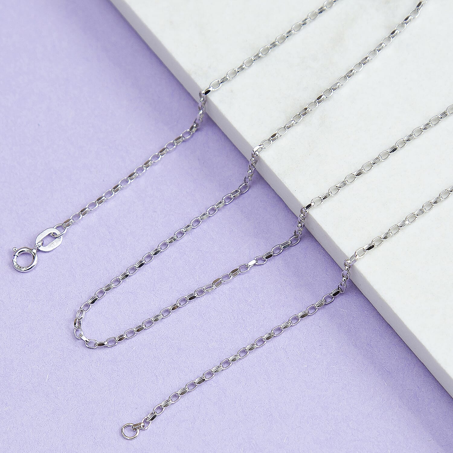 1.4mm Diamond Cut Belcher Chain 20 Inch in 9K White Gold 7591403 2