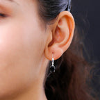 Black Tourmaline (Ovl) Lever Back Earrings in Sterling Silver 1.59 Ct.