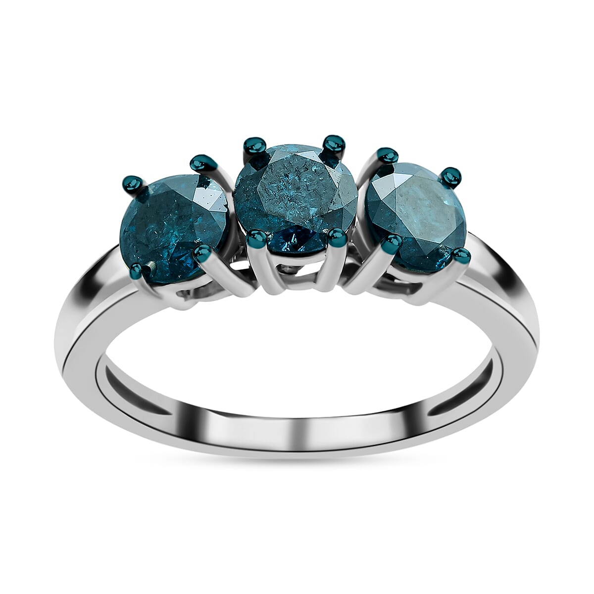 1.50 Ct Blue Diamond Trilogy Ring in 9K White Gold 2.95 Grams SGL Certified 2986354 0