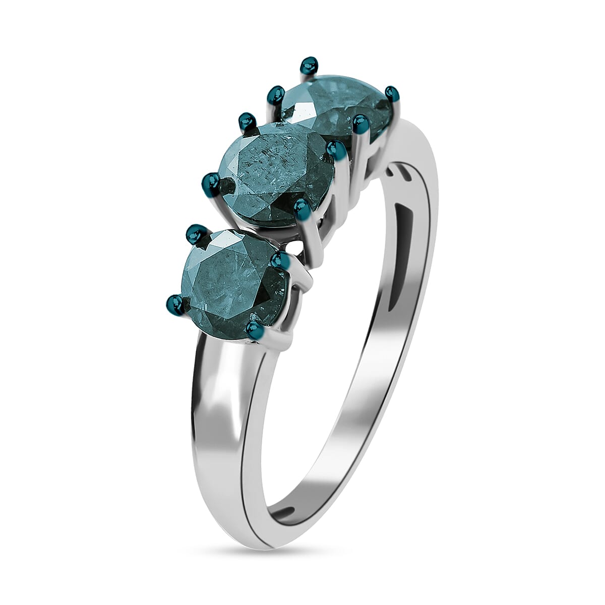 1.50 Ct Blue Diamond Trilogy Ring in 9K White Gold 2.95 Grams SGL Certified 2986354 3
