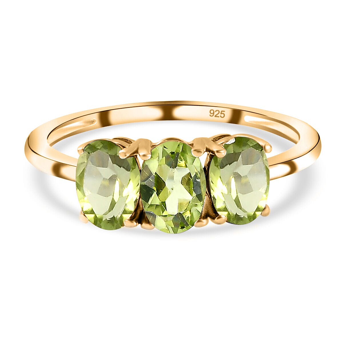 1.51 Carat Peridot Trilogy Ring in Gold Plated Sterling Silver 3821675 0