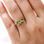 Hebei Peridot Triology Ring in 18K Vermeil Yellow Gold Plated Sterling Silver 1.53 Ct.