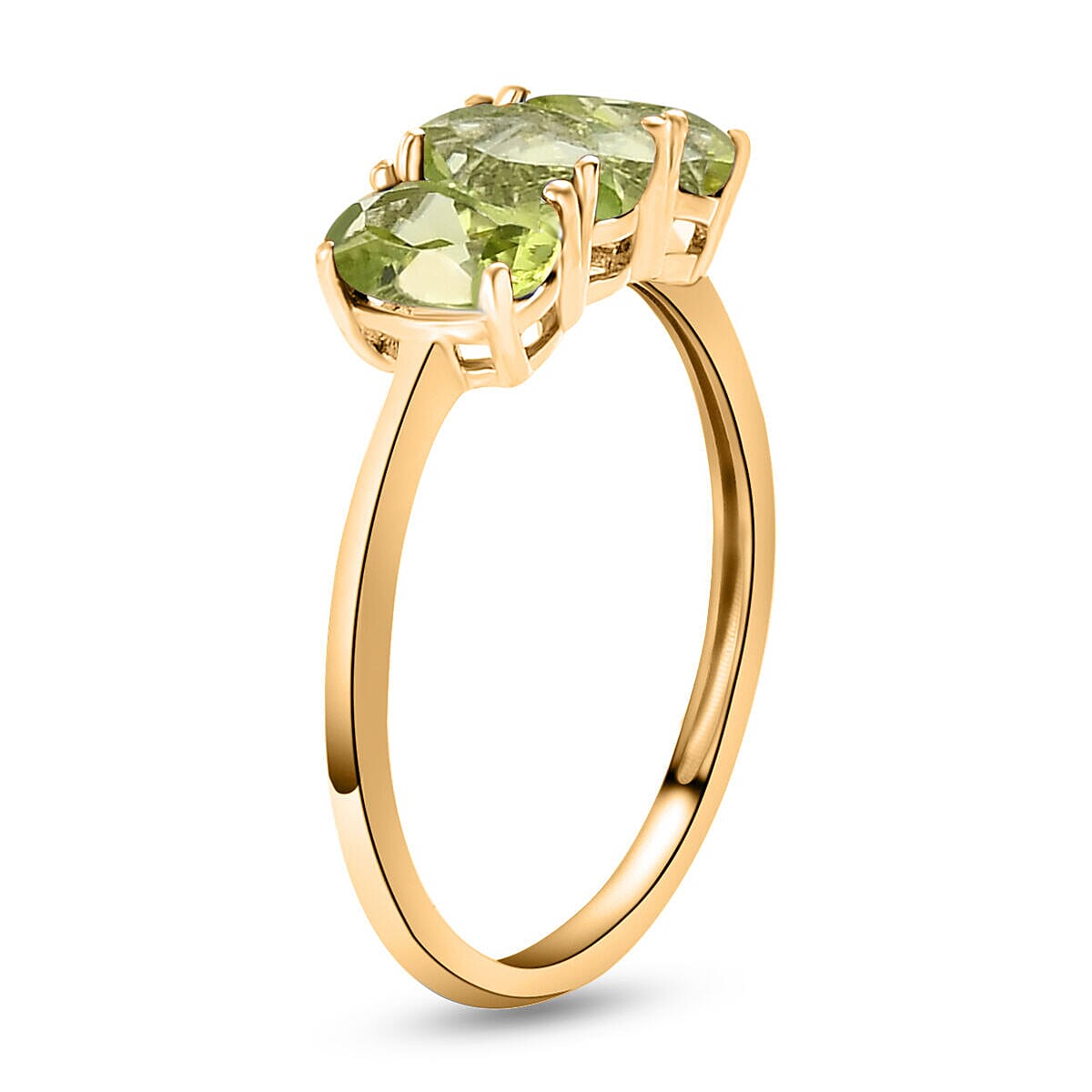 1.51 Carat Peridot Trilogy Ring in Gold Plated Sterling Silver 3821675 4