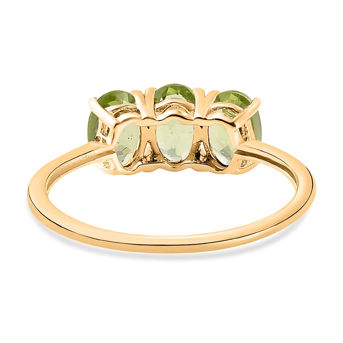 1.51 Carat Peridot Trilogy Ring in Gold Plated Sterling Silver 3821675 5