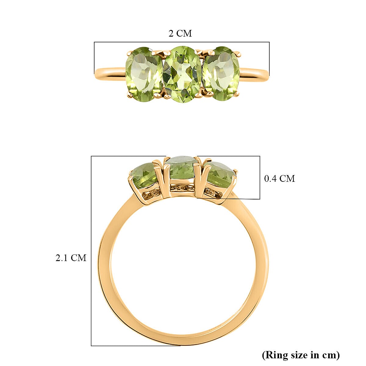 1.51 Carat Peridot Trilogy Ring in Gold Plated Sterling Silver 3821675 6