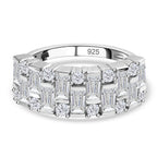 D'Joy Moissanite Half Eternity Ring in Platinum Overlay Sterling Silver 1.58 Ct.