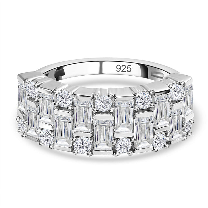 1.53 Ct. Moissanite Half Eternity Ring in Platinum Overlay Sterling Silver 7560307 1