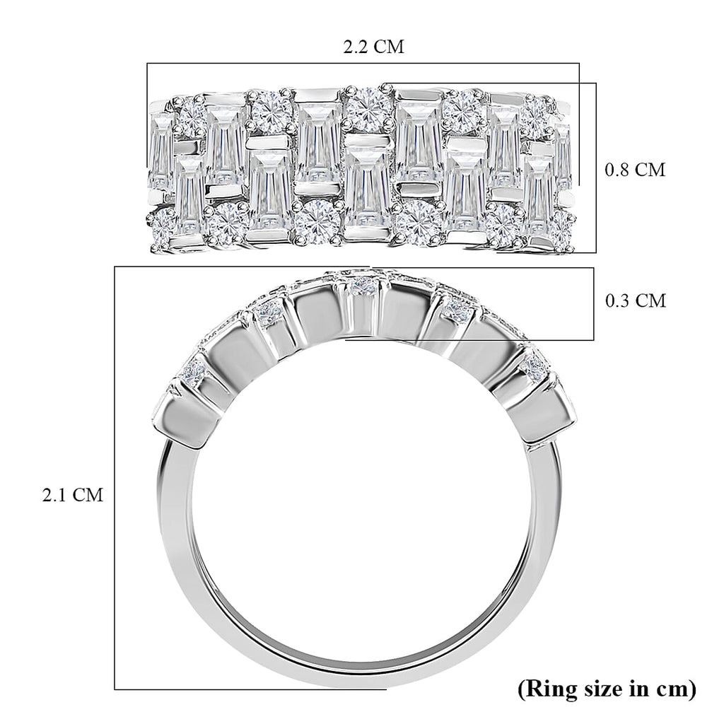 D'Joy Moissanite Half Eternity Ring in Platinum Overlay Sterling Silver 1.58 Ct.