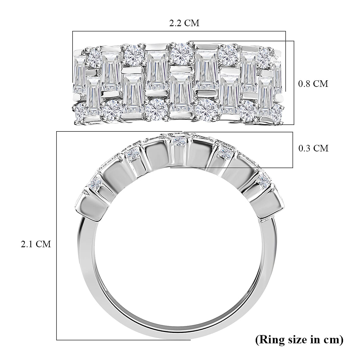 1.53 Ct. Moissanite Half Eternity Ring in Platinum Overlay Sterling Silver 7560307 11