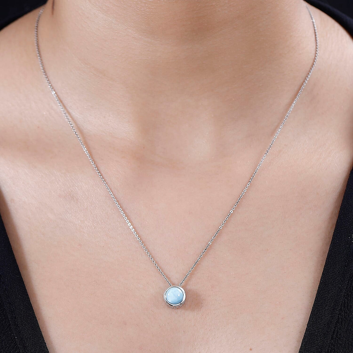 1.60 Ct. Larimar Pendant in Platinum Plated Sterling Silver 8716541 3