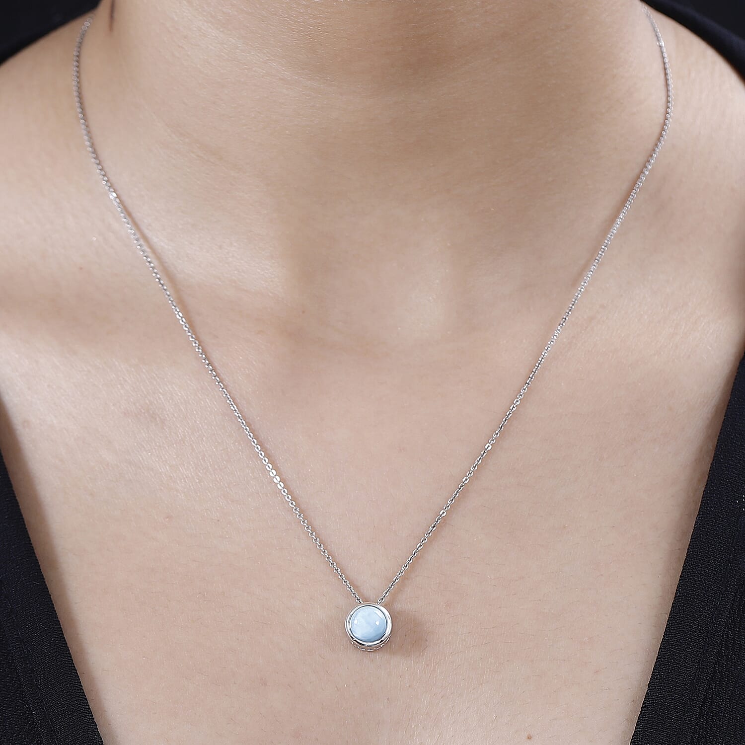 1.60 Ct. Larimar Pendant in Platinum Plated Sterling Silver 8716541 3