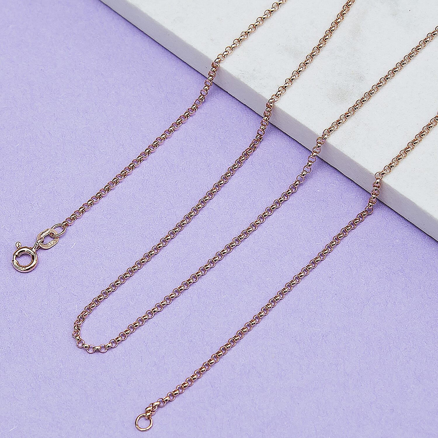 1.7mm Round Belcher Chain 18 Inch in 9K Rose Gold 7590793 1
