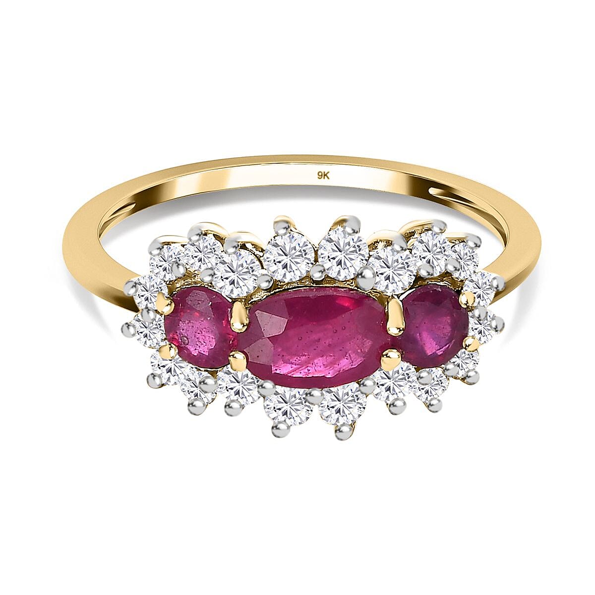 1.85 Ct. AA Ruby and Natural Cambodian Zircon Ring in 9K Yellow Gold 3742476 0
