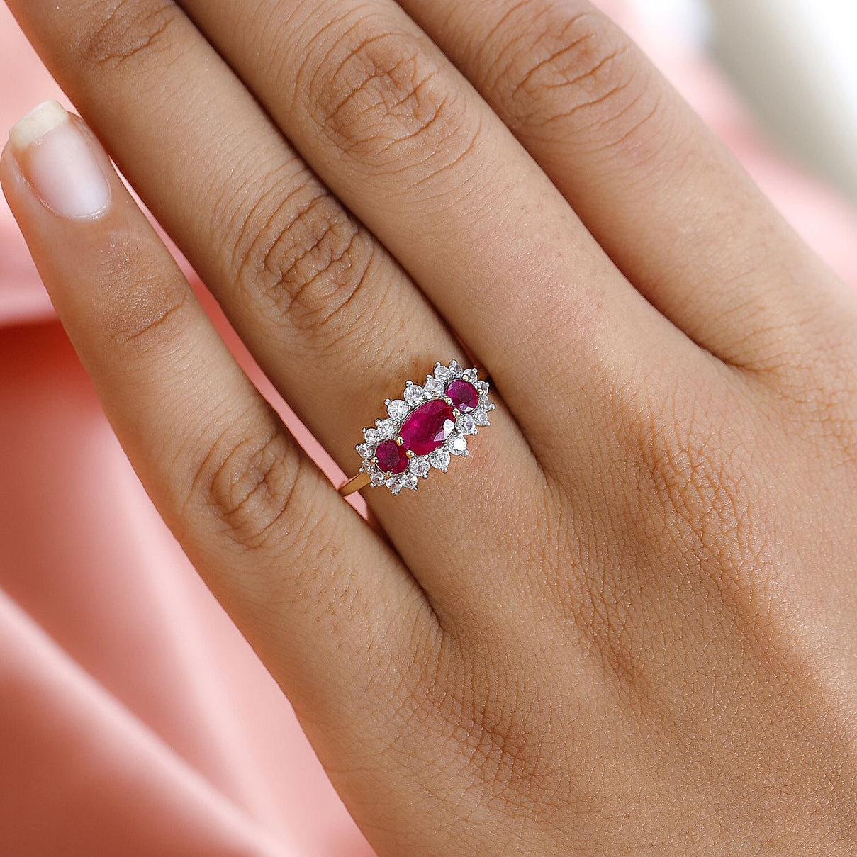 1.85 Ct. AA Ruby and Natural Cambodian Zircon Ring in 9K Yellow Gold 3742476 4