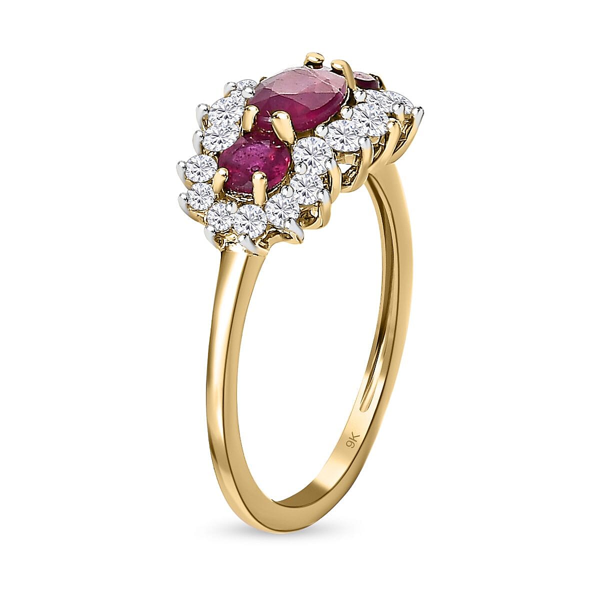 1.85 Ct. AA Ruby and Natural Cambodian Zircon Ring in 9K Yellow Gold 3742476 5
