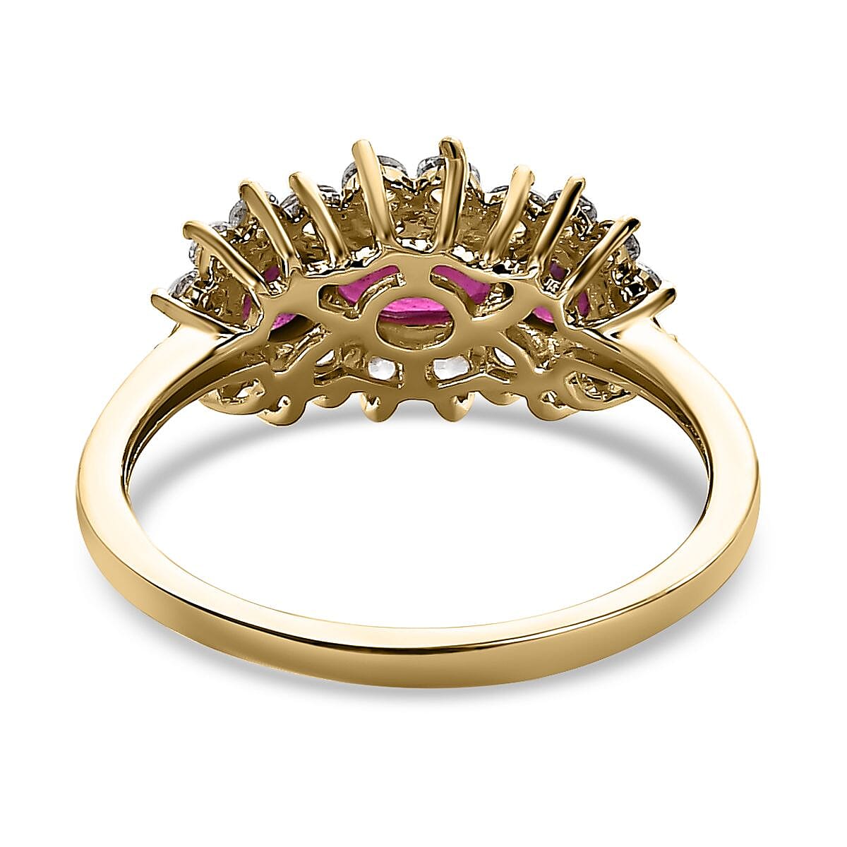 1.85 Ct. AA Ruby and Natural Cambodian Zircon Ring in 9K Yellow Gold 3742476 6