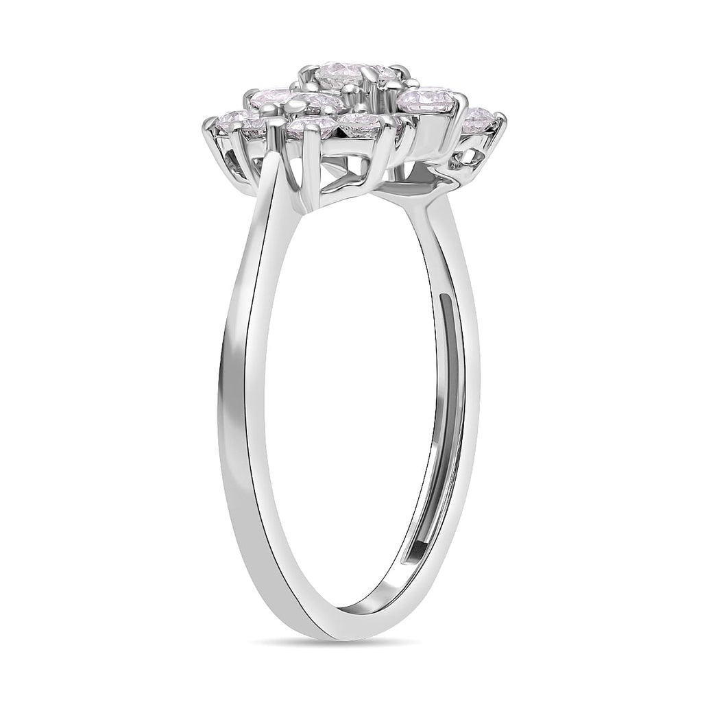 9K White Gold SGL Certified Diamond (G-H) Boat Ring 1.00 Ct.