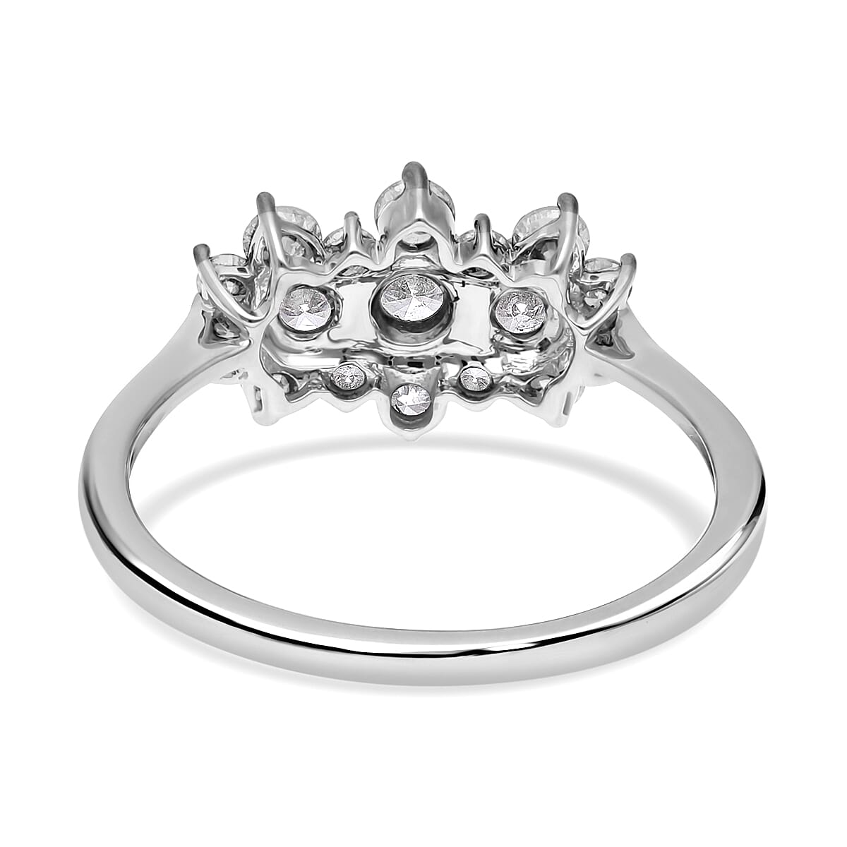 1 Carat Diamond Cluster Boat Ring in 9K White Gold 2.10 Grams SGL Certified I3 GH 3562987 5