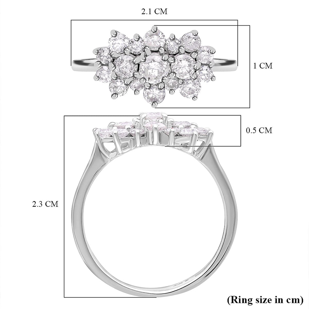 9K White Gold SGL Certified Diamond (G-H) Boat Ring 1.00 Ct.