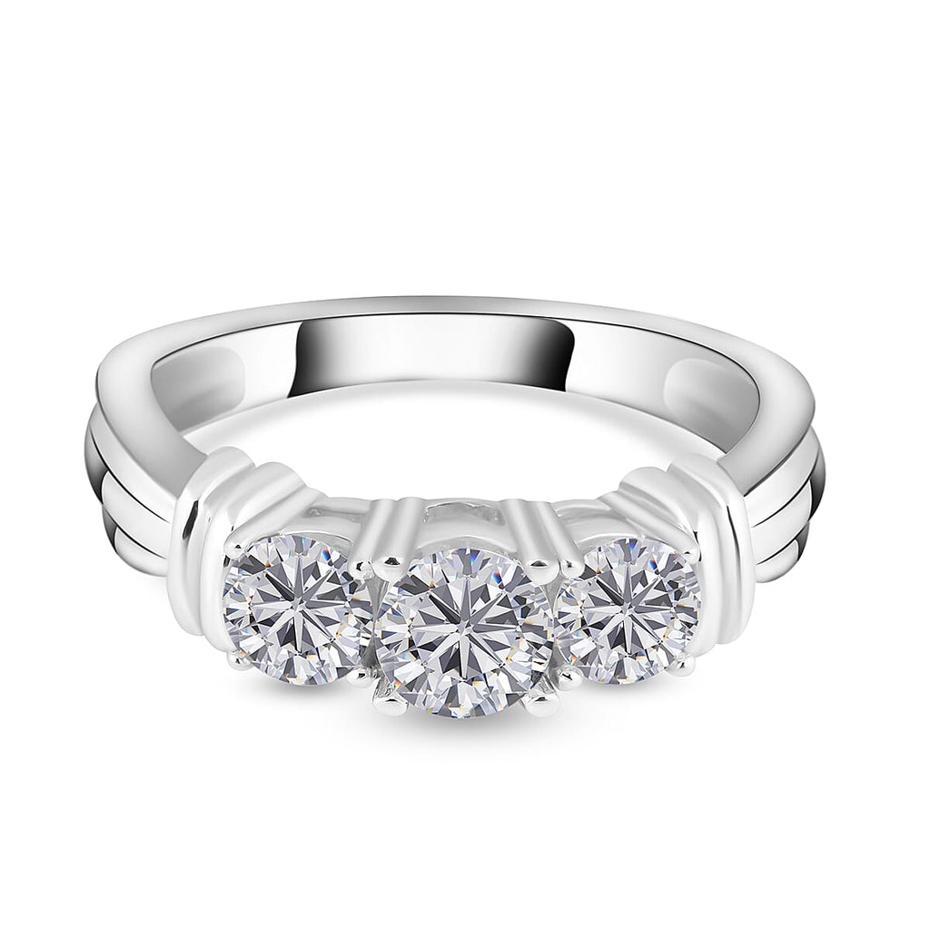 NY Close Out 14K White Gold Diamond (I1-I2-G-H) Trilogy Ring 1.00 Ct.