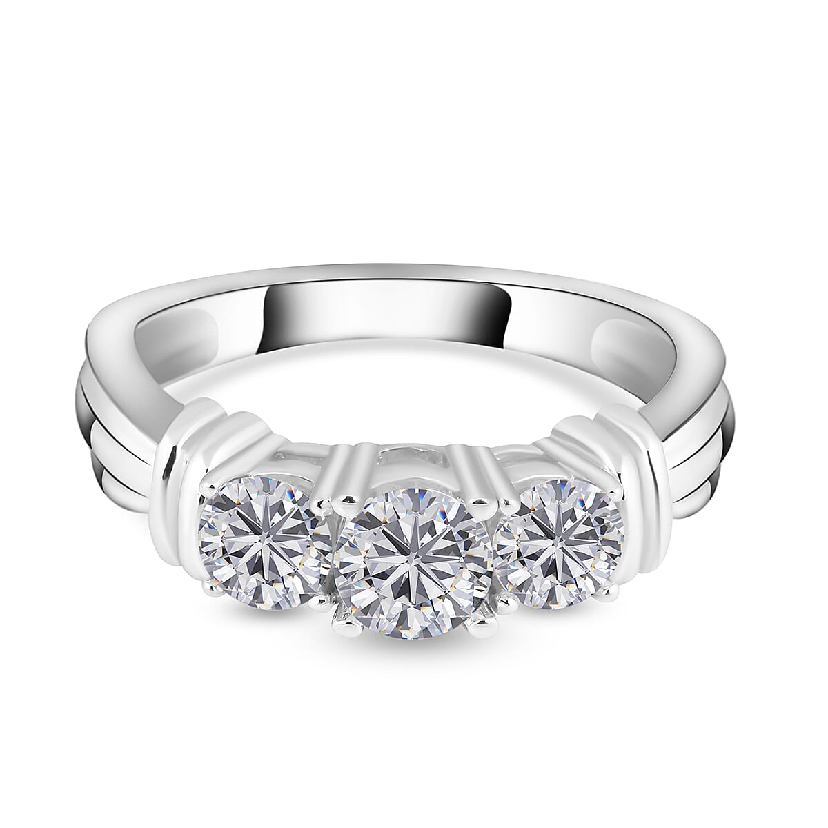 1 Carat Diamond I1-I2/G-H Trilogy Ring in 14K White Gold Wt. 3.49 Gms 7321133 0