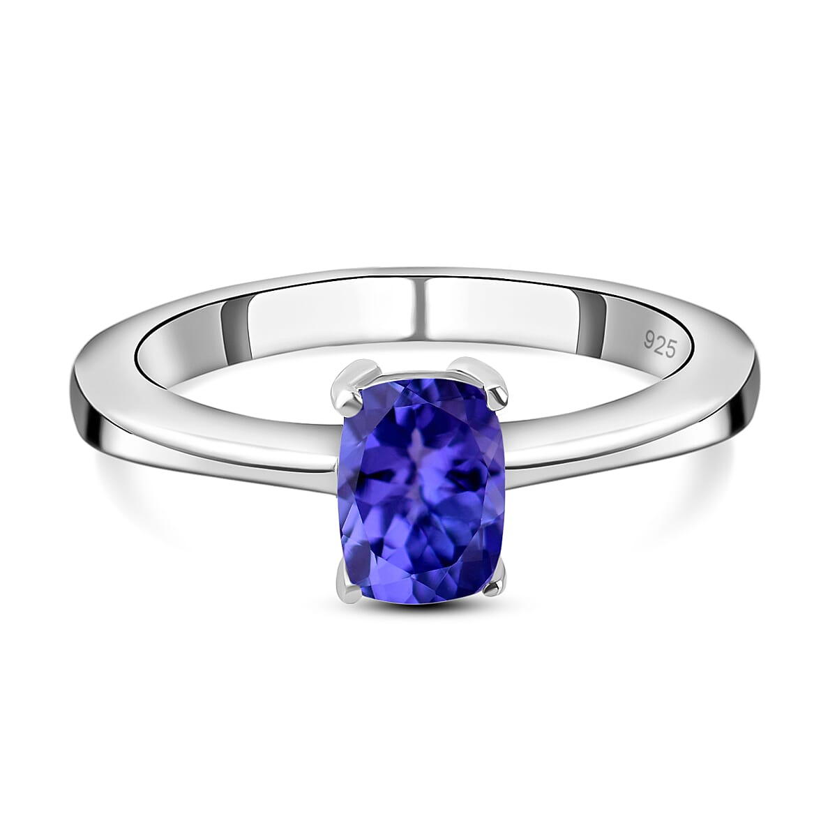 Tanzanite Solitaire Ring in Platinum Overlay Sterling Silver 3629437 0