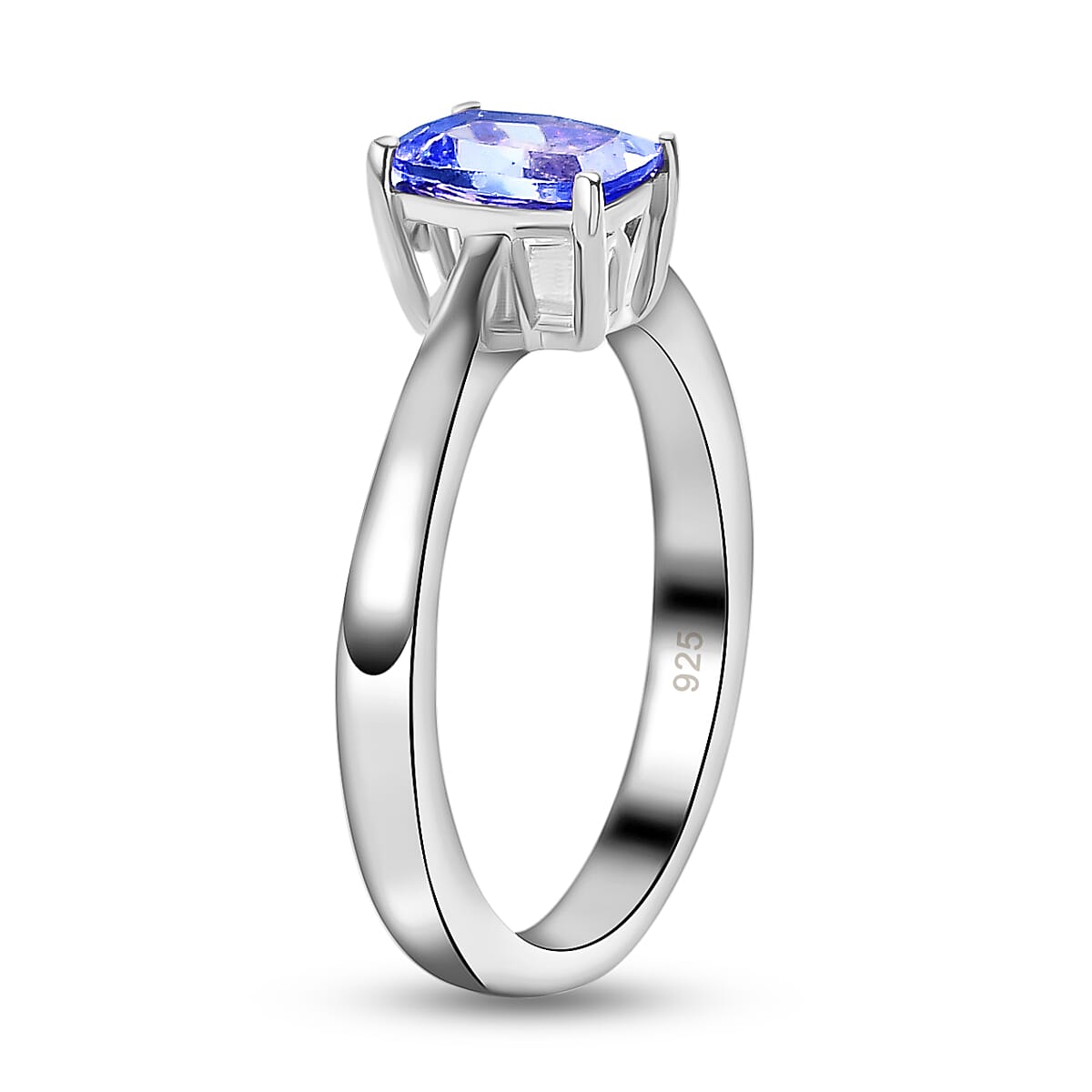 Tanzanite Solitaire Ring in Platinum Overlay Sterling Silver 3629437 7