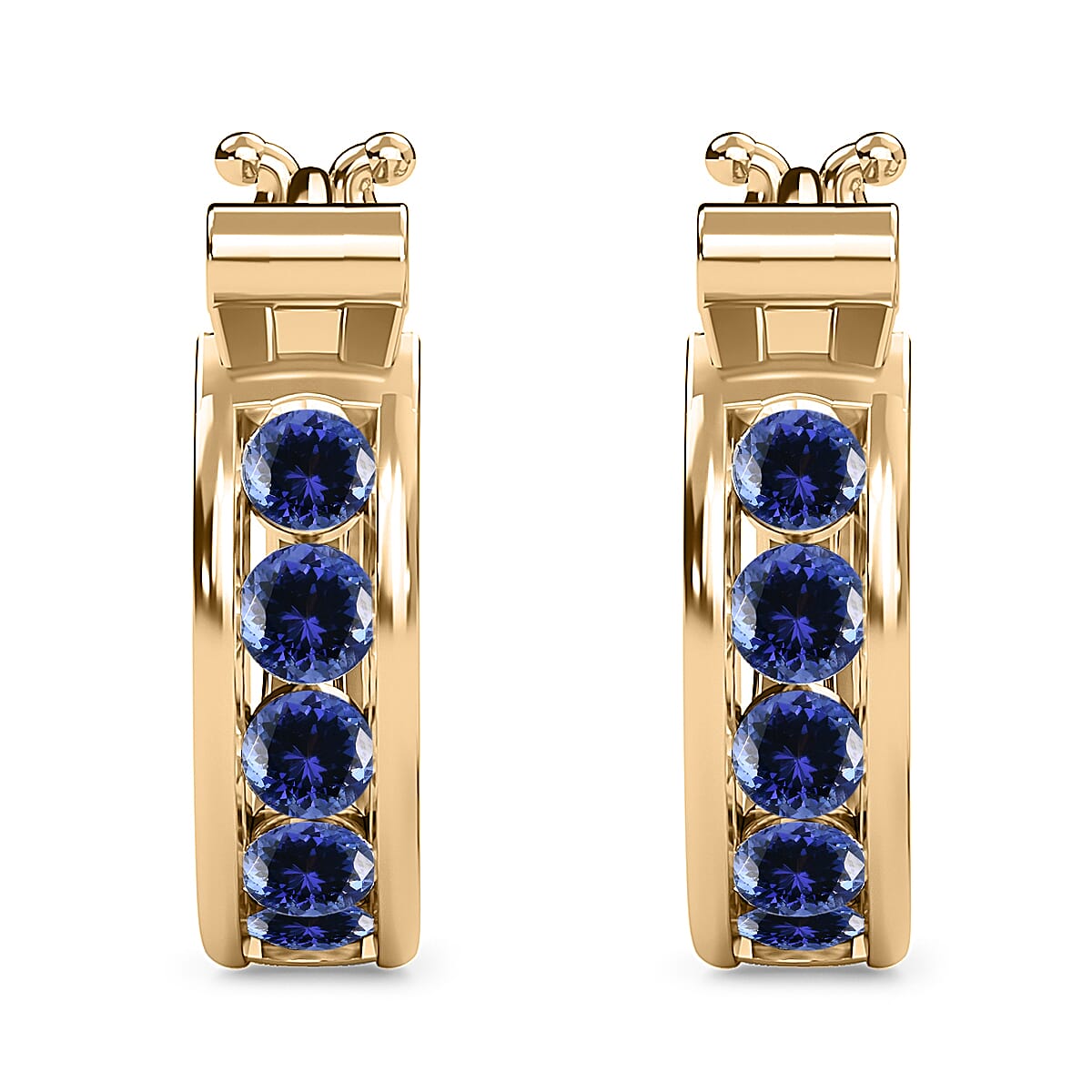 1 Carat Tanzanite Hoop Earrings in Gold Plated Sterling Silver 3129019 0