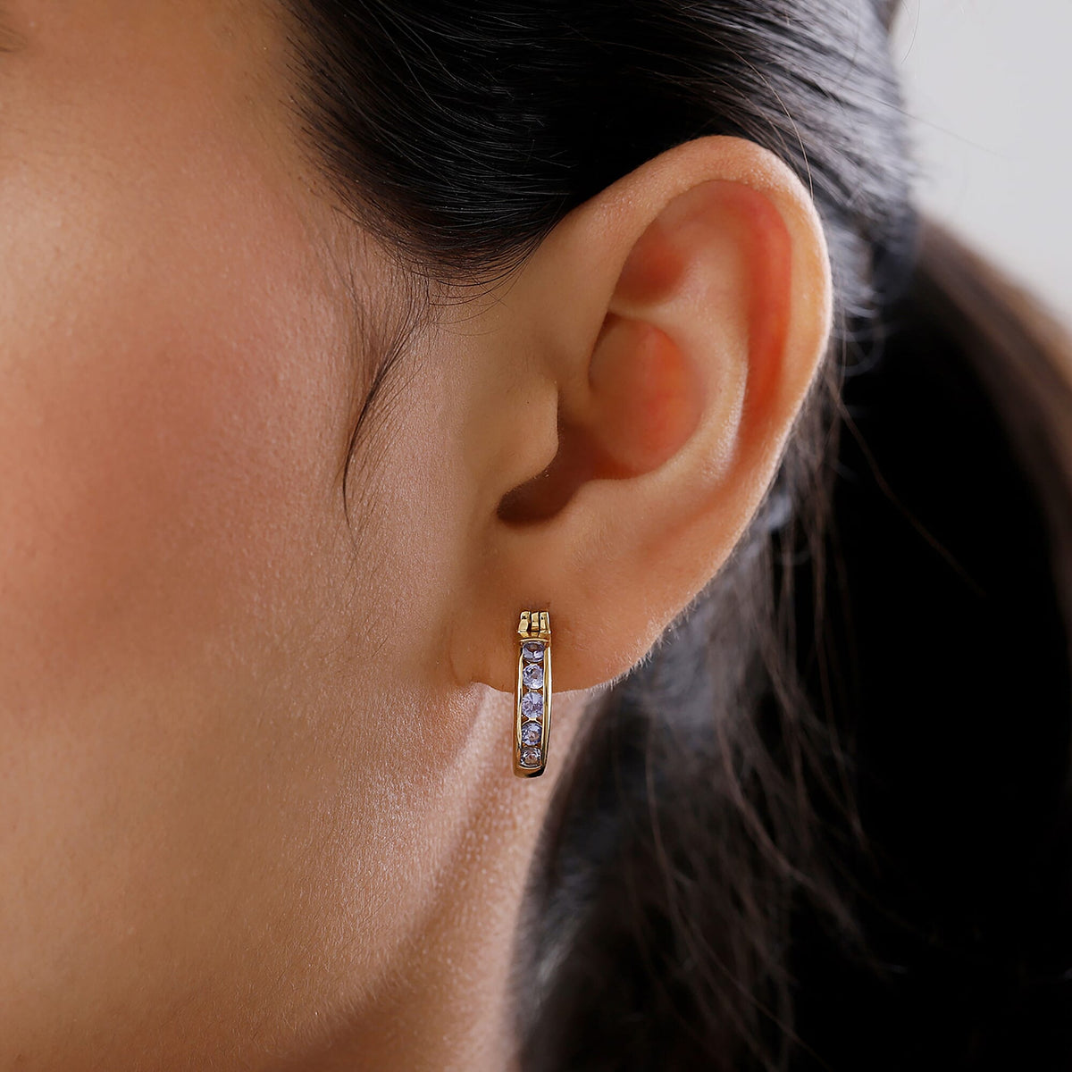 1 Carat Tanzanite Hoop Earrings in Gold Plated Sterling Silver 3129019 2