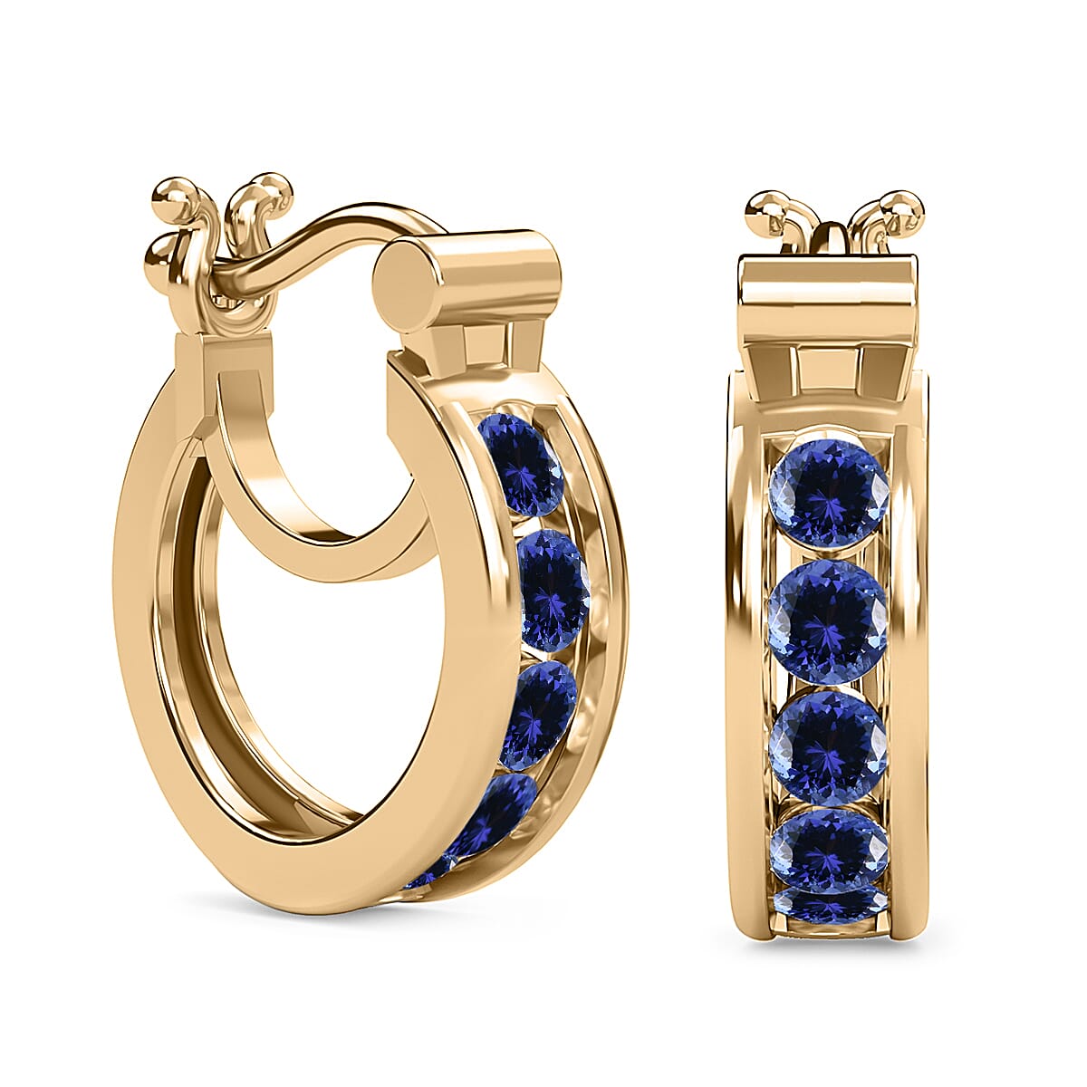 1 Carat Tanzanite Hoop Earrings in Gold Plated Sterling Silver 3129019 3