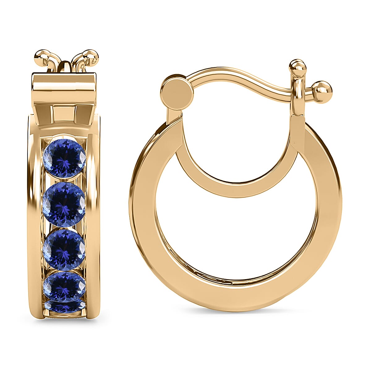 1 Carat Tanzanite Hoop Earrings in Gold Plated Sterling Silver 3129019 4