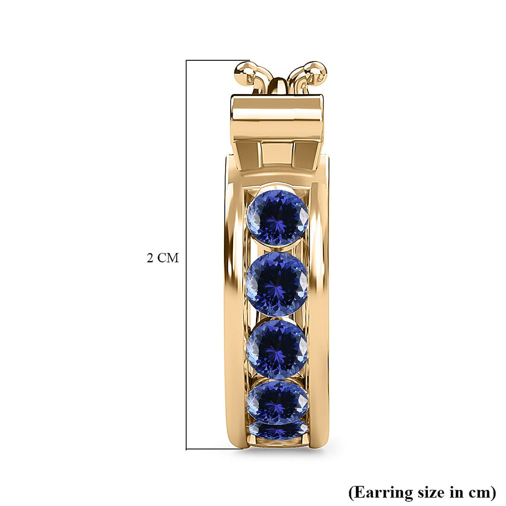 Tanzanite Earrings (with Clasp Lock) in 14K Gold Overlay Sterling Silver