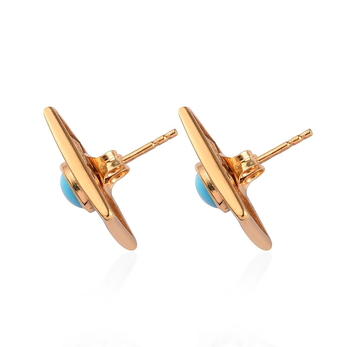 1 Ct Arizona Sleeping Beauty Turquoise Stud Earrings in 14K Gold Plated Sterling Silver 3647204 3