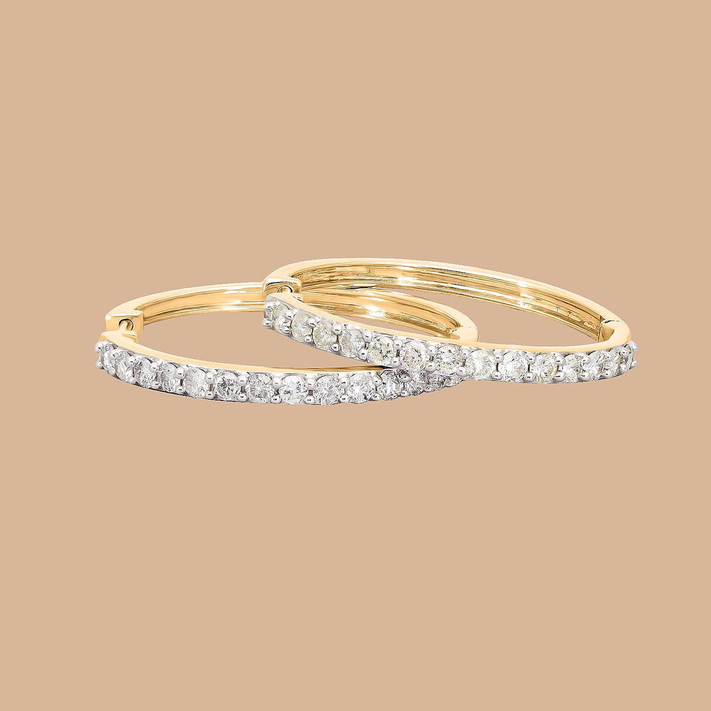9K Yellow Gold SGL Certified Diamond (G-H) Hoop Earrings 1.00 Ct