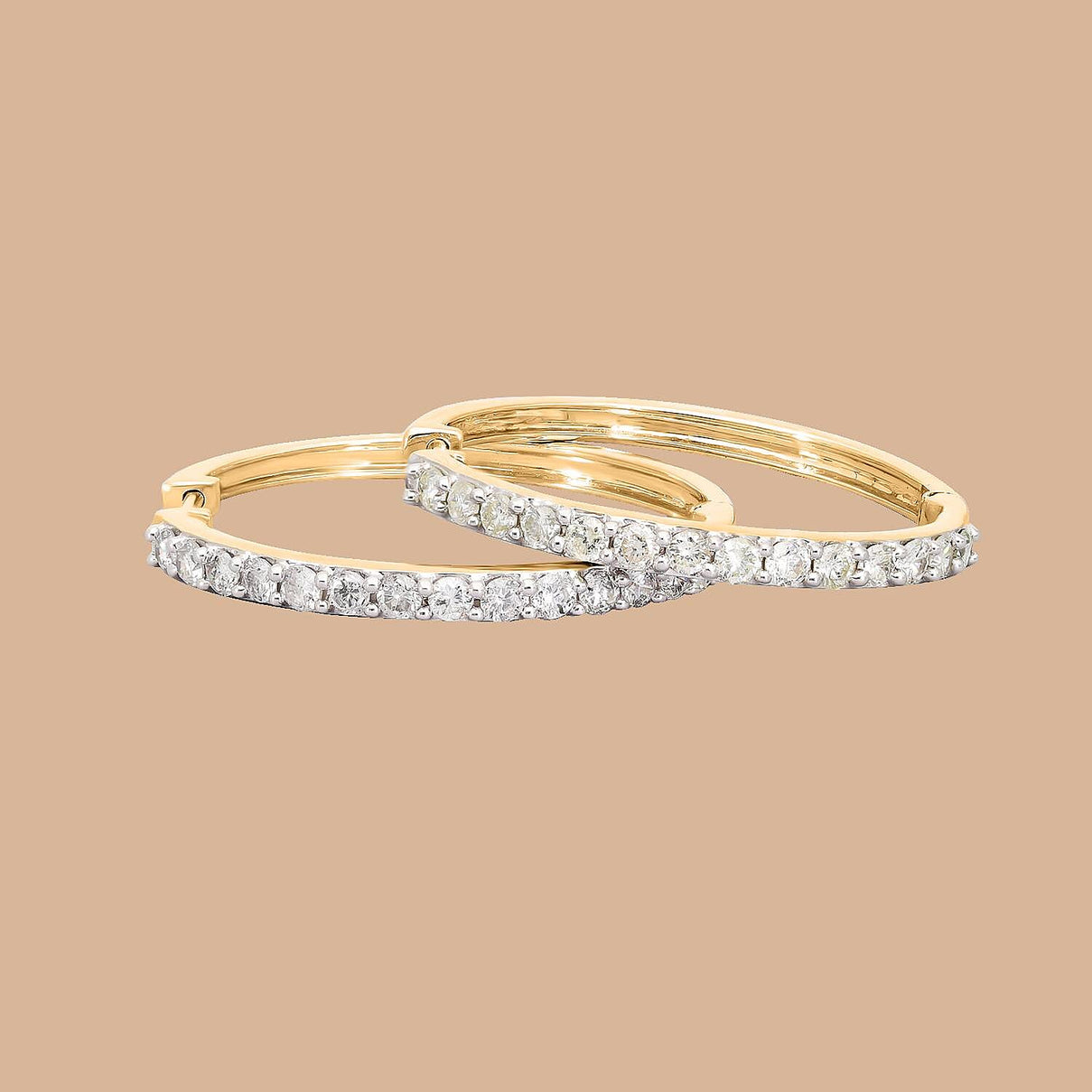 1 Ct Certified Diamond I3 GH Hoop Earrings in 9K Yellow Gold 3182776 2