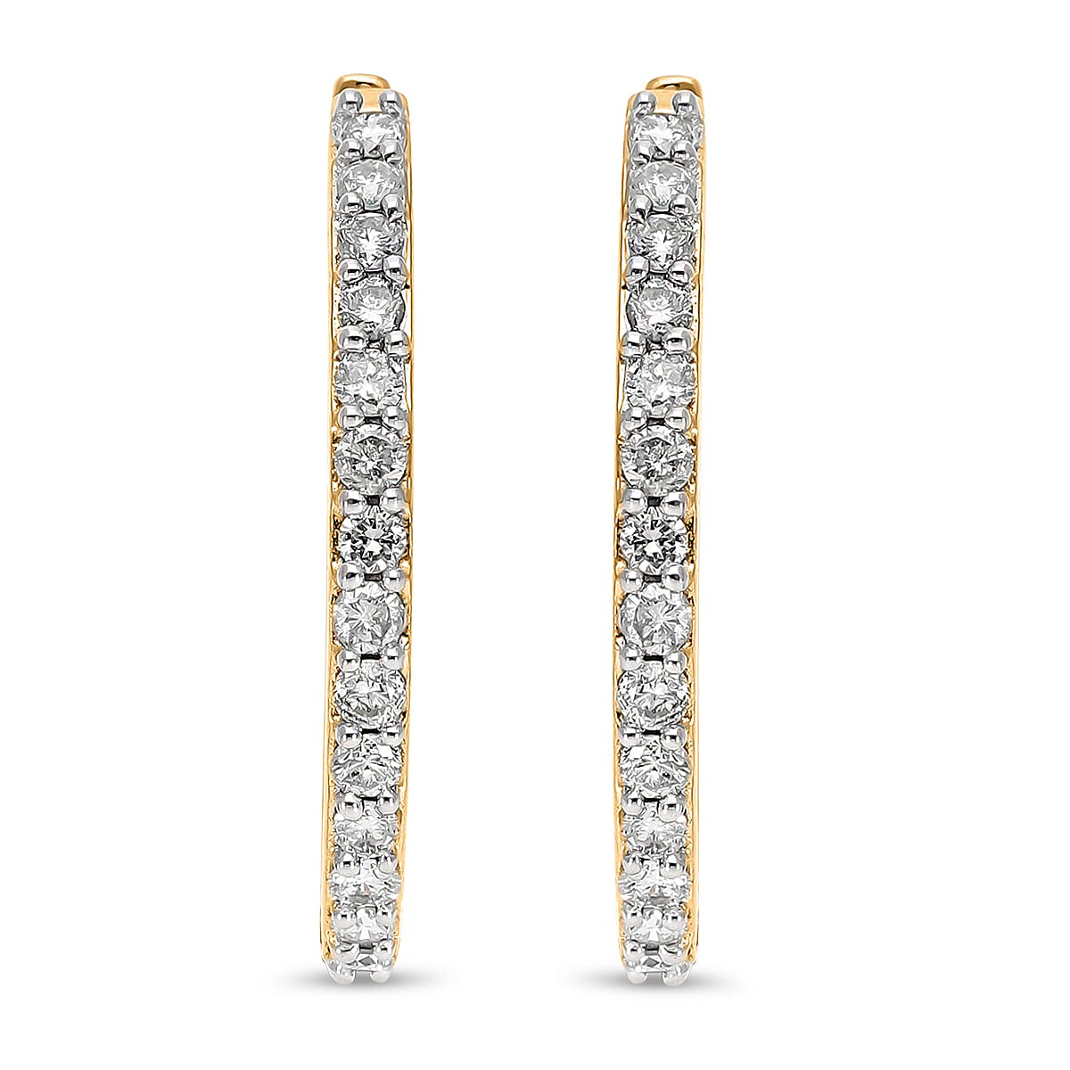 1 Ct Certified Diamond I3 GH Hoop Earrings in 9K Yellow Gold 3182776 4