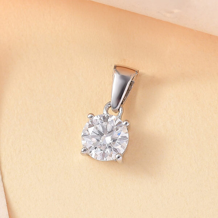 1 Ct. Moissanite Round-Cut Solitaire Pendant in Platinum Overlay Sterling Silver 7928288 2
