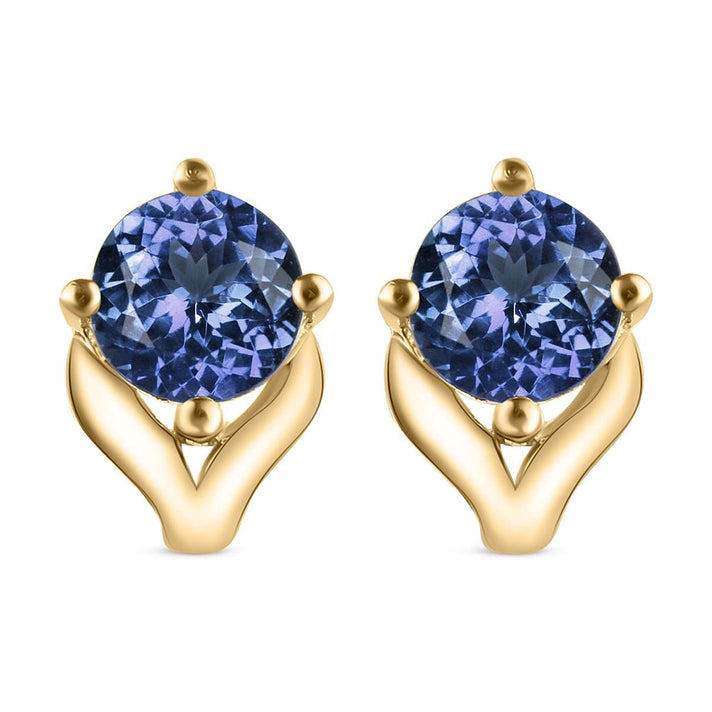 Tanzanite Solitaire Stud Earrings in 18K Vermeil Yellow Gold Over Sterling Silver 3380012 1