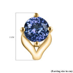 D'Joy Tanzanite Stud Earrings with Push Back in 18K Vermeil Yellow Gold Plated Sterling Silver 1.00 Ct.