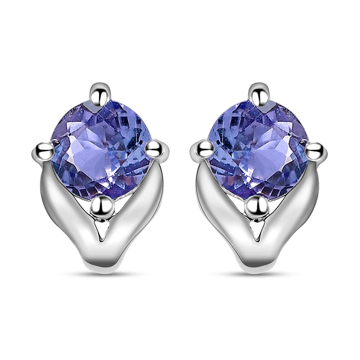 1 Ct Tanzanite Solitaire Stud Earrings in Platinum Plated Sterling Silver with Push Back 3380013 0