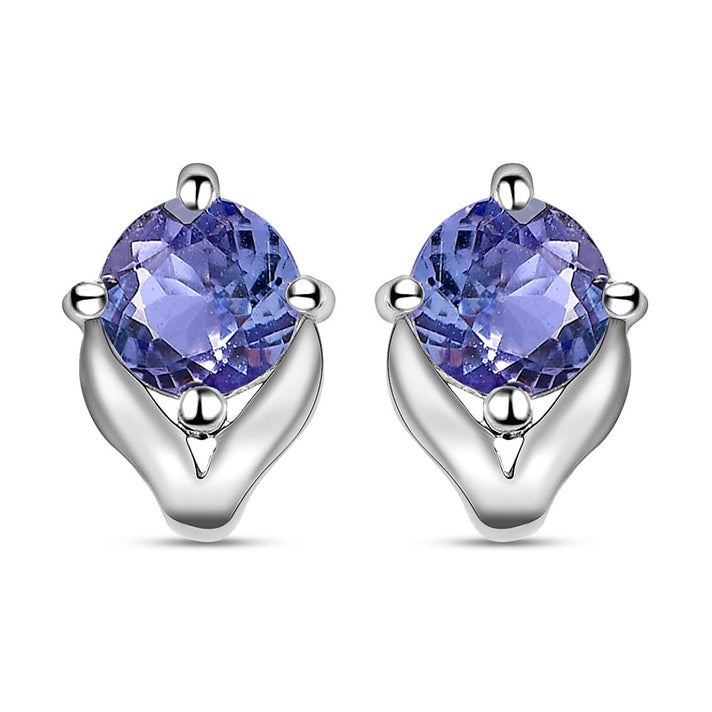 1 Ct Tanzanite Solitaire Stud Earrings in Platinum Plated Sterling Silver with Push Back 3380013 1