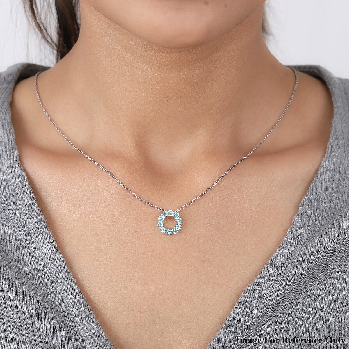 1 Ct. Blue Apatite Circle Pendant in Sterling Silver 3795476 3