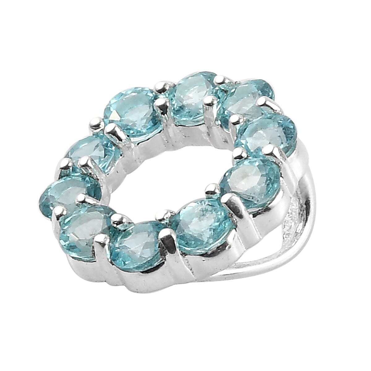 1 Ct. Blue Apatite Circle Pendant in Sterling Silver 3795476 4